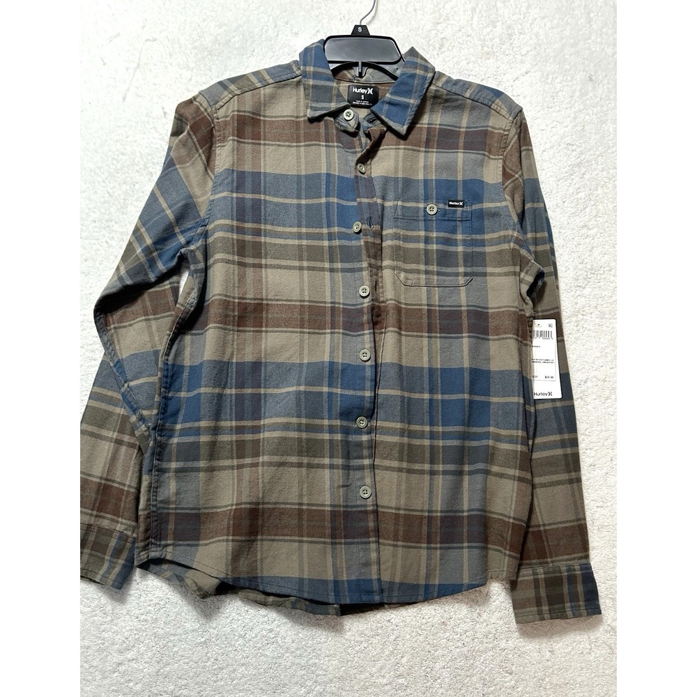 Hurley Portland Stretch Flannel Men's Small Multicolor Long Sleeve T-Shirt (D4)